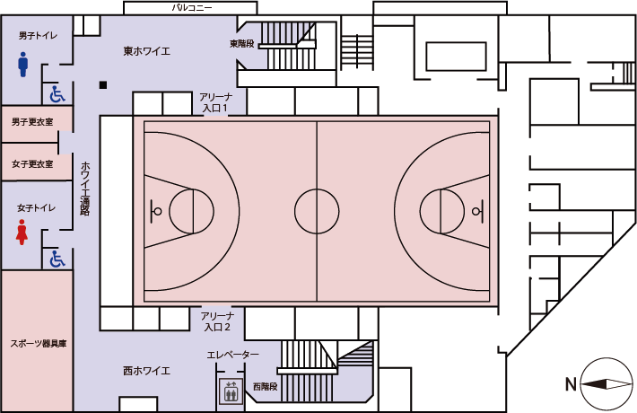 施設配置図2F(スポーツ利用時)